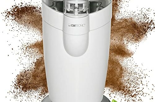 Clatronic elektrische Kaffeemühle, Kaffeemühle mit Edelstahlschlagmesser, Fassungsvermögen 40 g, 120-Watt Motor, weiß-edelstahl, KSW 3306  