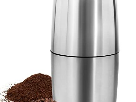 Elektrische Kaffeemühle – Turimon Kaffeebohnenmühle aus Edelstahl für Kaffee, Espresso, Latte, Mokkas, One-Touch-Mühle für Kräuter, Gewürze, Getreide und mehr  